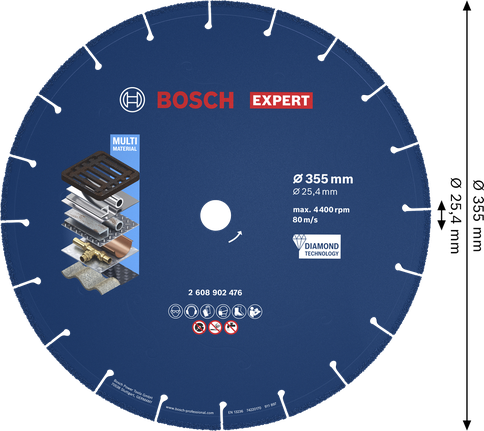 Diamantový řezný kotouč Bosch EXPERT na kov 355 mm.